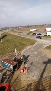A view of W. Randall Street and I-96 in Coopersville from atop our new building during the early stages of construction.