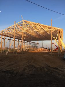 The trusses have been installed and secured on Alt Oil's new building in Coopersville, MI.