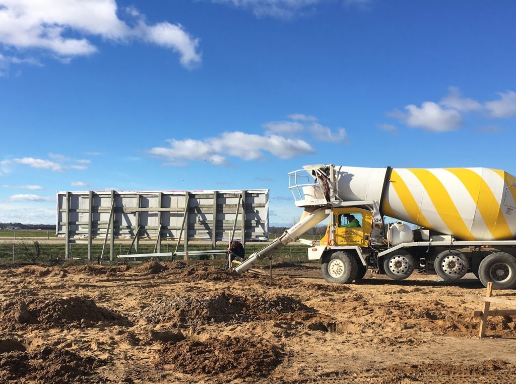 The first load of cement arrives, delivered by our friend Scott Van Oeffelen!