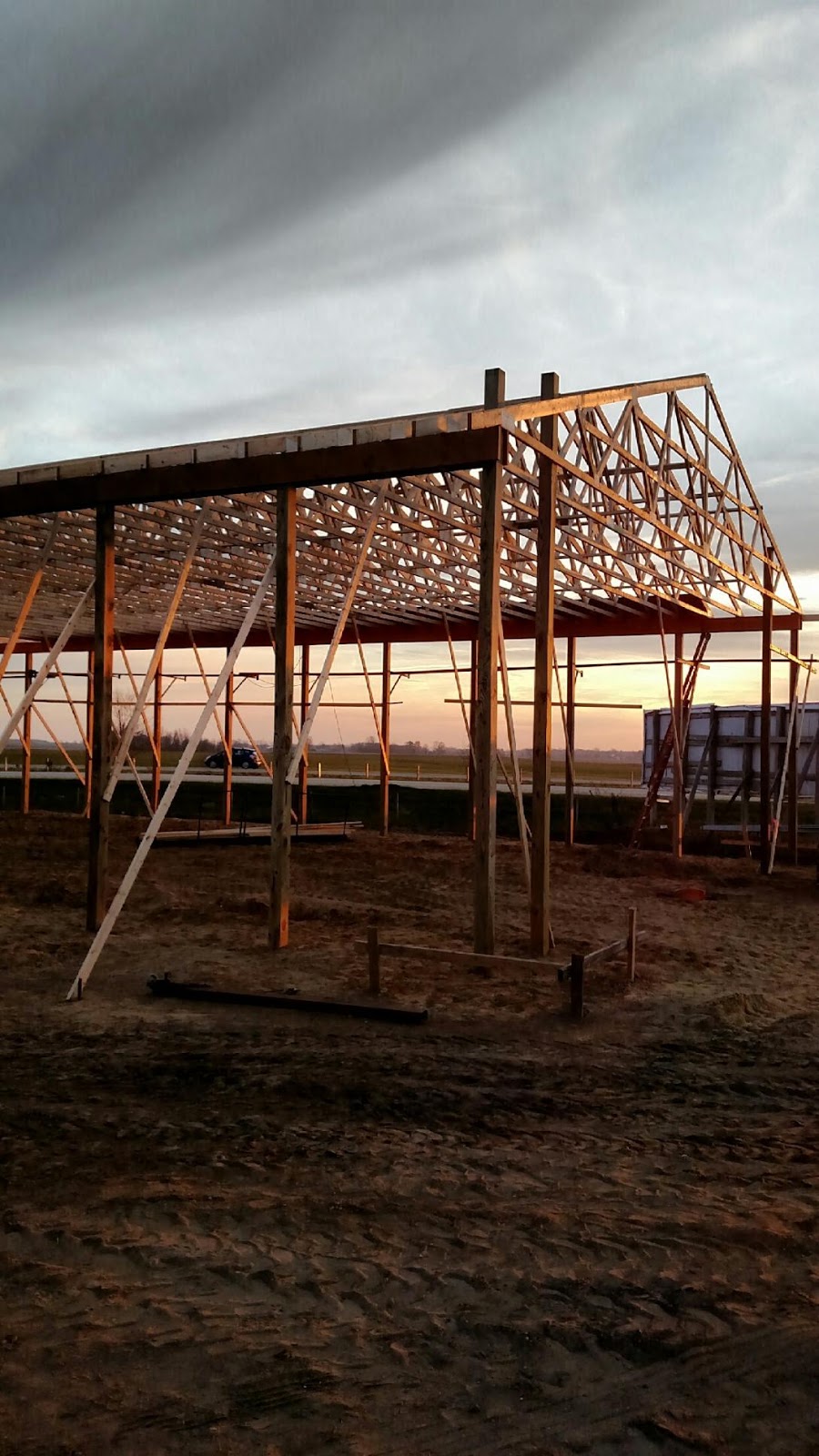 The trusses have been installed and secured on Alt Oil's new building in Coopersville, MI.